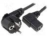 Lian Dung Cablu alimentare AC, 1.8m, 3 fire, culoare negru, CEE 7/7 (E/F) ştecar in unghi, IEC C13 mama 90°, LIAN DUNG - - componenteonline - 49,53 RON