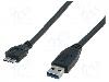 ASSMANN Cablu USB A mufa, USB B micro mufa, USB 3.0, lungime 1m, negru, ASSMANN - AK-300116-010-S