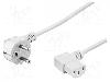 Lian Dung Cablu alimentare AC, 3m, 3 fire, culoare alb, CEE 7/7 (E/F) ştecar in unghi, IEC C13 mama 90°, LIAN DUNG -