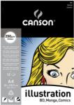 CANSON Illustration fehér rajzpapírtömb, ilusztrációhoz, képregényhez és mangához (rövid oldalán ragasztott)