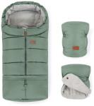 Petite&Mars - Set sac de iarnă 3în1 JIBOT + mânuși cărucior JASIE verde (AG0271)