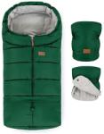 Petite&Mars - Set sac de iarnă 3în1 JIBOT + mânuși cărucior verde (AG0456)