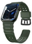Apple Watch 1-6, SE, SE (2022) (38 / 40 mm) / Watch 7-8 (41 mm), szilikon pótszíj, állítható, lyukacsos, sötétzöld - tok-shop