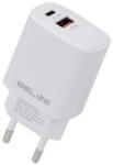 Beline BLN2CW30 hálózati töltő 1xUSB-A és 1xUSB-C csatlakozóval 30W GaN fehér