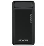 Awei PowerBank P6K 20000mAh fekete 2xUSB/PD/Micro-USB