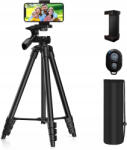 Liona Trepied foto profesional 135 cm , filet universal 1 4 cu suport de telefon si telecomanda Bluetooth - Negru