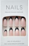 Deni Carte Unghii false în stil franțuzesc, negru, 24 buc. - Deni Carte Nails Natural 2 Minutes Manicure 24 buc