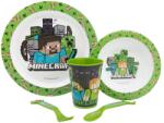 Stor - Gyermek műanyag edények, MINECRAFT Micro, tányér, tál, csésze, evőeszközök, 40550