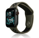 Apple Watch 1-6, SE, SE (2022) (38 / 40 mm) / Watch 7-9 (41 mm), szilikon pótszíj, állítható, lyukacsos, barna/fekete