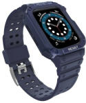 Apple Watch 1-6, SE, SE (2022) (38 / 40 mm) / Watch 7-9 (41 mm), Szilikon védőkeret, közepesen ütésálló, állítható szíjjal, sötétkék - tok-shop