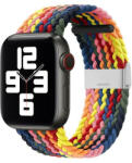 Apple Watch 1-6, SE, SE (2022) (42 / 44 mm) / Watch 7-9 (45 mm) / Watch Ultra (49 mm), textíl pótszíj, állítható, szőtt stílusú, szivárvány minta, kék - tok-shop