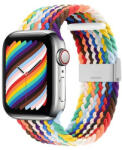 Apple Watch 1-6, SE, SE (2022) (38 / 40 mm) / Watch 7-9 (41 mm), textíl pótszíj, állítható, szőtt stílusú, szivárvány minta, színes - tok-shop