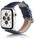 Apple Watch 1-6, SE, SE (2022) (38 / 40 mm) / Watch 7-9 (41 mm), szilikon pótszíj, bőrhatású, állítható, sötétkék