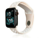 Apple Watch 1-6, SE, SE (2022) (42 / 44 mm) / Watch 7-9 (45 mm) / Watch Ultra (49 mm), szilikon pótszíj, állítható, lyukacsos, rózsaszín/fehér - tok-shop