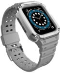 Apple Watch 1-6, SE, SE (2022) (42 / 44 mm) / Watch 7-9 (45 mm), Szilikon védőkeret, közepesen ütésálló, állítható szíjjal, kétszínű, szürke/ezüst - tok-shop