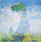 Shopika Esarfa patrata cu o singura fata imprimata cu reproducerea dupa Fata cu umbrela a lui Claude Monet Multicolor