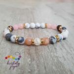 Kristály Jóga Shop Matt rózsaszín zebra jáspis, nőiesség 8 mm-es ásvány karkötő