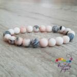 Kristály Jóga Shop Matt rózsaszín zebra jáspis 8 mm-es ásvány karkötő