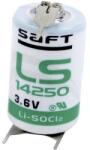 Saft 1/2 AA lítium elem, forrasztható, 3, 6V 1200 mAh, forrfüles, 15 x 25 mm, Saft LS142503PFRP