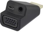 Renkforce HDMI - VGA átalakító adapter, 1x HDMI dugó - 1x VGA, 1x 3, 5 mm-es jack aljzat, fekete, Renkforce - conrad