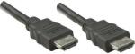 Manhattan HDMI Csatlakozókábel HDMI-A dugó, HDMI-A dugó 1.00 m Fekete 323192 Fólia árnyékolás, Fonat árnyékolás HDMI kábel