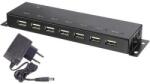 Renkforce 7 port USB 2.0 hub, fém ház, falra szerelhető, fekete, Renkforce