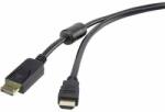 Renkforce Kijelző csatlakozó / HDMI Átalakító kábel DisplayPort dugó, HDMI-A dugó 5.00 m Fekete RF-4382730 Ferritmaggal, aranyozott érintkező DisplayPort kábel