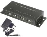 Renkforce 4 portos USB 2.0 hub, fém ház, falra szerelhető, fekete, Renkforce 1610328 - conrad