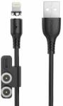 FONENG X62 Magnetic 3in1 USB to USB-C / Lightning / Micro USB Cable, 2.4A, 1m (Black) (X62 3 in 1 / Black) - wincity