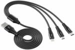 VIPFAN X16 3w1 USB-C/Lightning/Micro 3.5A 1.5m USB kábel (czarny) (X16LMT-black) - wincity