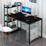 Presto Íróasztal, számítógépasztal, polccal - Fekete (bs0346)