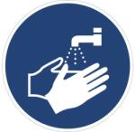  Kézmosás kötelező, műanyag, Ø 200 mm ( 10 db/cs) (01_492801_jel)