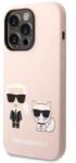 KARL LAGERFELD Husa Karl Lagerfeld MagSafe Liquid Silicone Karl and Choupette pro iPhone 14 Pro Pink