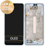 Samsung Galaxy A33 5G A336B - Ecran LCD + Sticlă Tactilă + Ramă (Awesome Blue) - GH82-28143C, GH82-28144C Genuine Service Pack, Awesome Blue