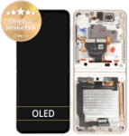 Samsung Galaxy Z Flip 3 F711B - Ecran LCD + Sticlă Tactilă + Ramă (Cream) - GH82-27243B, GH82-27244B Genuine Service Pack, Cream