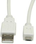 Roline Кабел Roline S3151, USB A(м) към USB Micro B(м), 0.8m, бял (S3151)