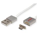 Roline Кабел Roline 11.02. 8316, магнитен, от USB Type A(м) към USB Мicro B(м), 1m, бял (11.02.8312)
