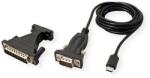 Roline Кабел Roline 12.99. 1162, USB C(м) към Serial DB-9/DB25(м), 1.8m, черен (12.99.1162)