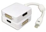 DeTech Преходник DeTech, Mini DisplayPort(м) към DVI, HDMI, VGA(ж), бял (df18157)