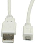 Roline Кабел Roline 11.99. 8754, USB A(м) към USB Micro B(м), 0.8m, бял (11.99.8754)