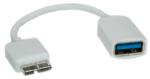 Roline Кабел Roline от USBmicro B(10-pin)(м) към USB A 3.0(ж), 0.15m, бял