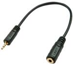 Lindy Кабел Lindy TRS Stereo, 2.5 мм (м) към 3.5мм (ж) Jack, 0.20 м, черен (LNY-35698)