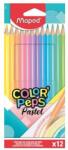 Maped Set de creioane colorate, triunghiular, MAPED Color`Peps Pastel, 12 culori pastelate diferite (832069FC)
