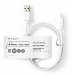 Nedis Cablu Lightning | USB 2.0 | Apple Lightning, 8 pini | Conector USB-A | 480 Mbps | Placat cu nichel | 1.00 m | Rotund | PVC | Alb | Bandă de hârtie (CCGT39300WT10)