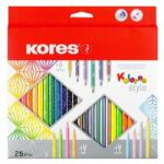 Kores Set de creioane colorate, triunghiulare, KORES Kolores Style, 26 de culori diferite (93320)