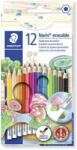 STAEDTLER Noris Club Set de creioane colorate hexagonale cu radieră (12 bucăți) (144 50NC12)