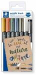 STAEDTLER Marker decorativ, 1-6 mm, conic, cu marker de cerneală gratuit, STAEDTLER Design Journey Metallic Brush, 6 culori metalice diferite (8321 TB7)