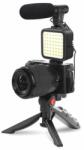 Platinet vlog kit, trepied trepied + microfon + lumină video led + suport pentru telefon mobil PMVG4IN1 (PMVG4IN1)