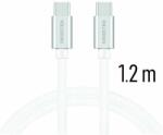 SWISSTEN Cablu de date și încărcare Swissten cu acoperire textilă, USB-C/USB-C 1, 2 m argintiu/alb (71527203)