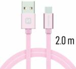 SWISSTEN cablu de date și încărcare cu acoperire textilă, USB/USB-C, 2 m, auriu-roz roz (71521305)